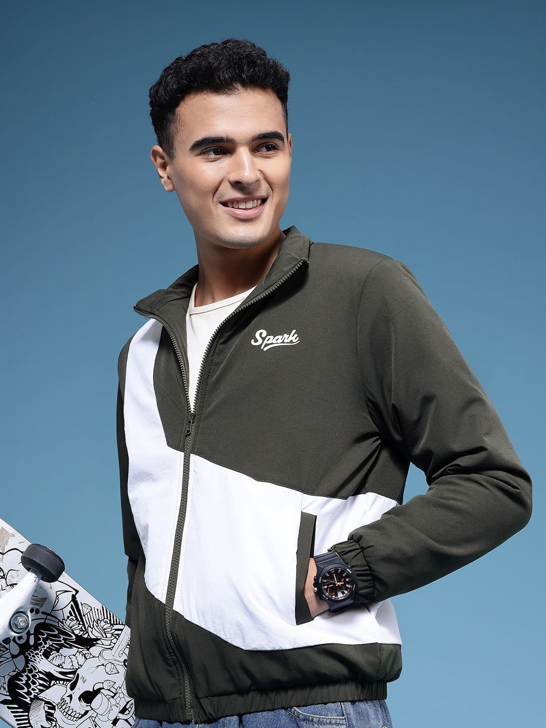 HERE&NOW Colourblocked Bomber Jacket - view 1