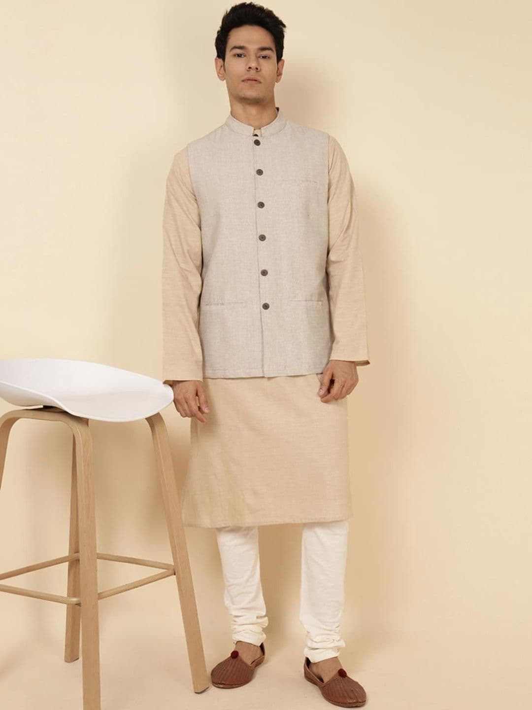Fabindia Cotton Woven Nehru Jacket - view 1