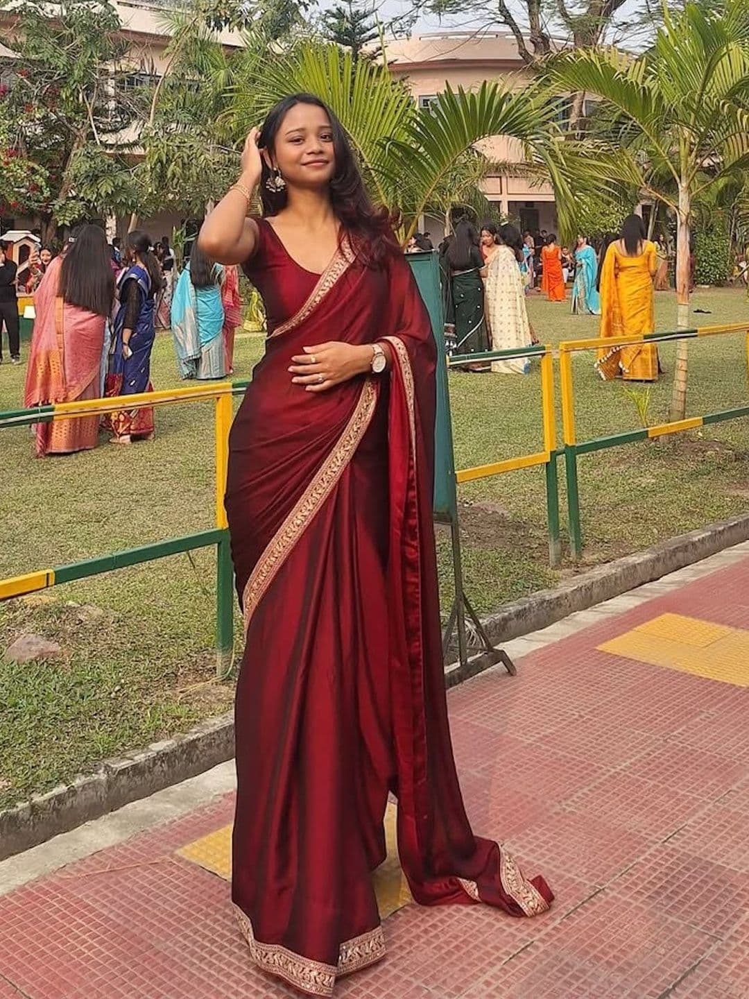 Celeb Styles Sequinned Pure Georgette Designer Saree - view 1