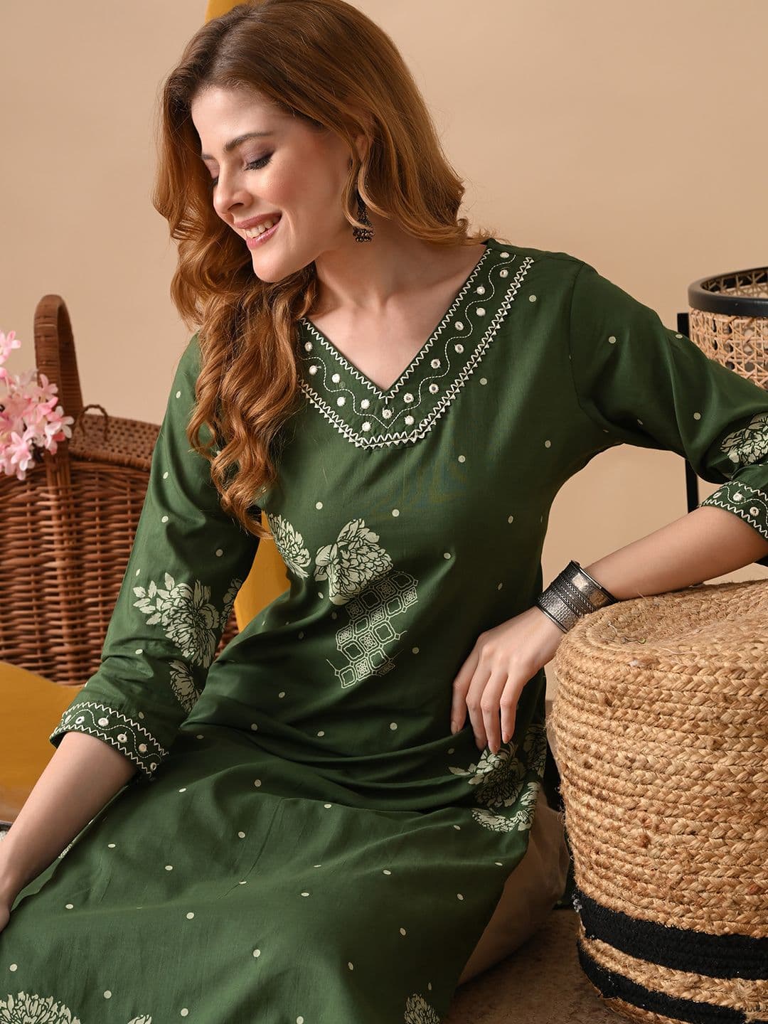 PHYSIL Women Floral Print Pure Cotton Straight Kurta - view 1