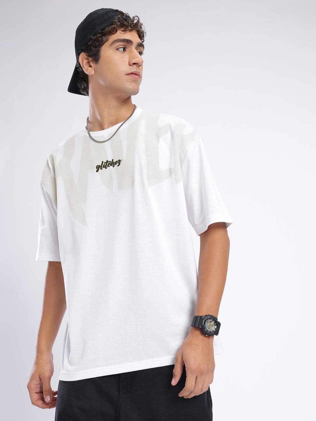glitchez Oversized Brand Logo Printed T-shirt - view 1