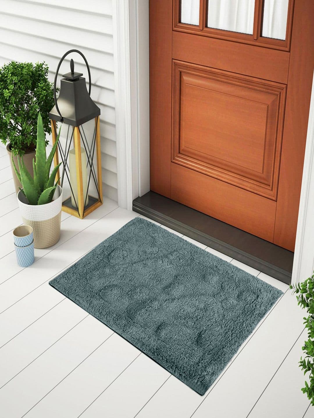 Status Grey Textured Cotton Anti-Skid Doormats- 38 X 58 CM - view 1