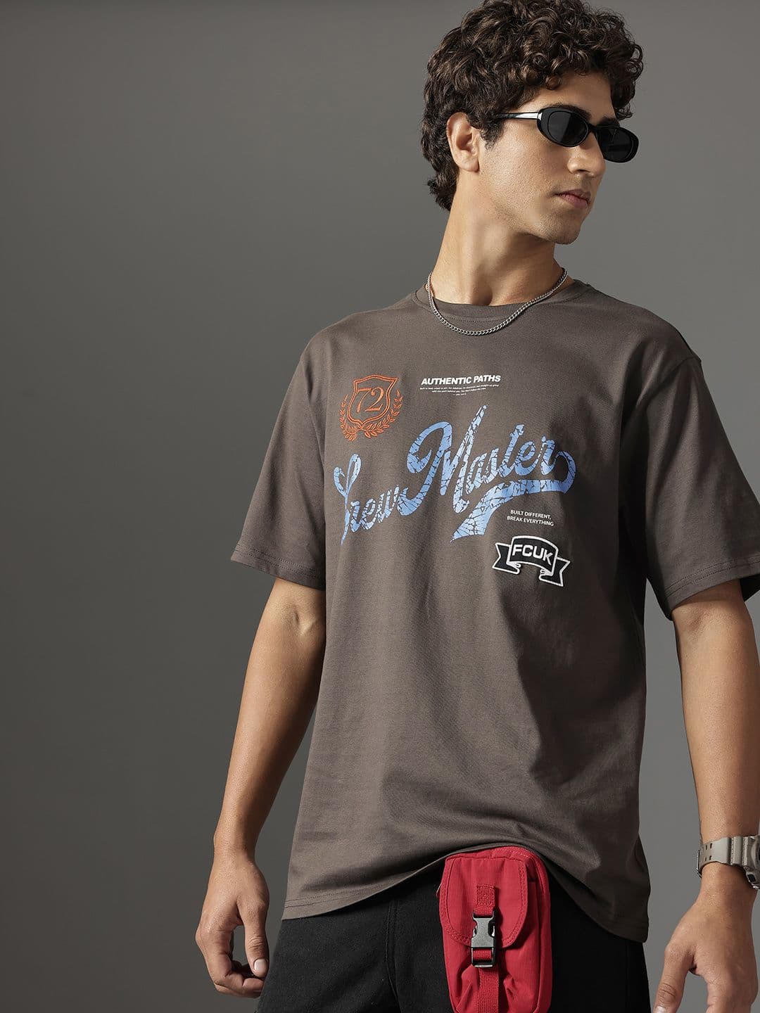 FCUK Oversized Fit Typography Printed Pure Cotton T-shirt - view 1