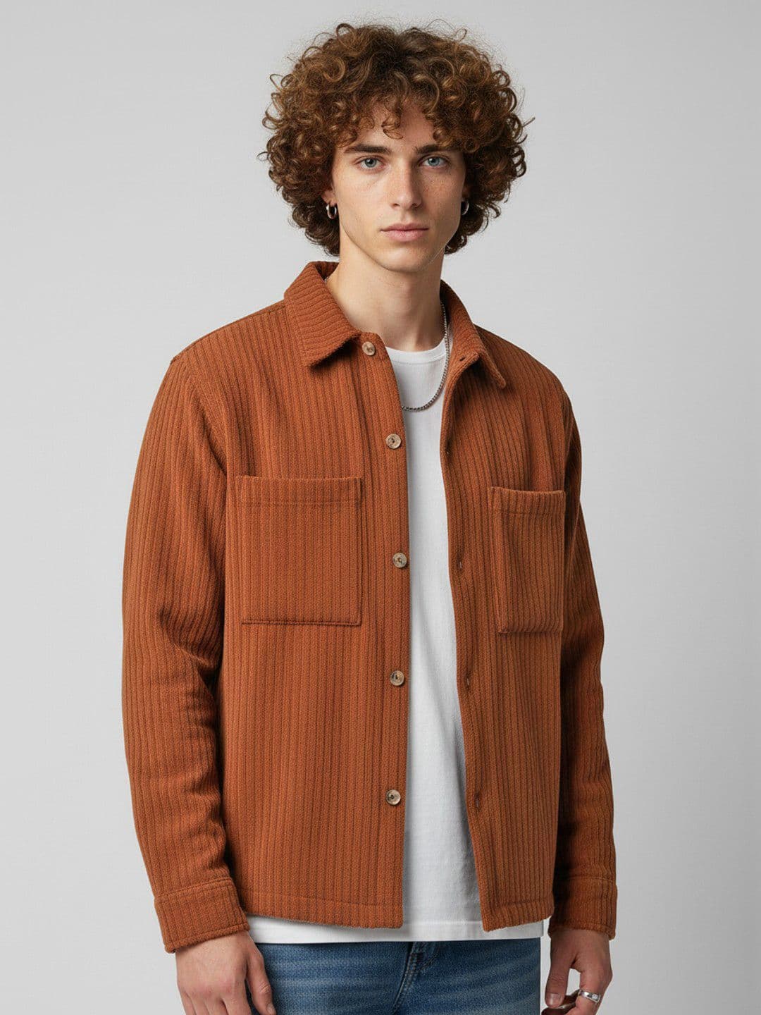 glitchez Corduroy Finish Spread Collar Tailored Jacket - view 1