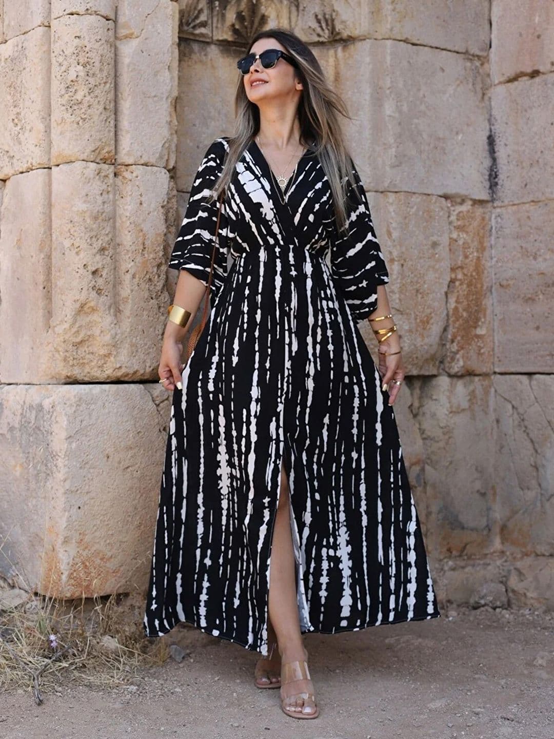 MANOJAVA Women's Tie and Dye Printed Liva Maxi Dress - view 1