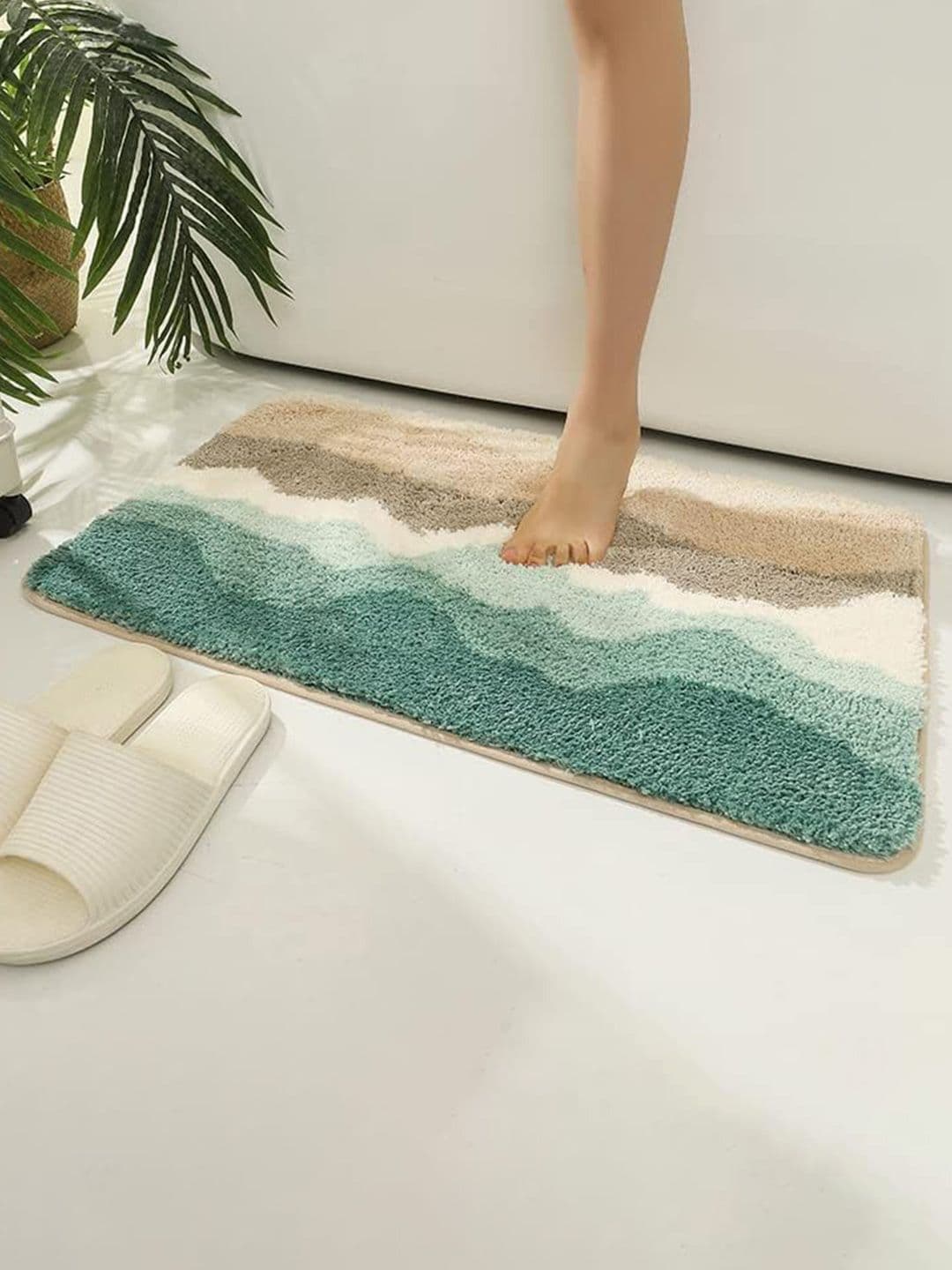 Homio Blue & Grey Textured AntiSkid 2000 GSM Bath Rugs - view 1