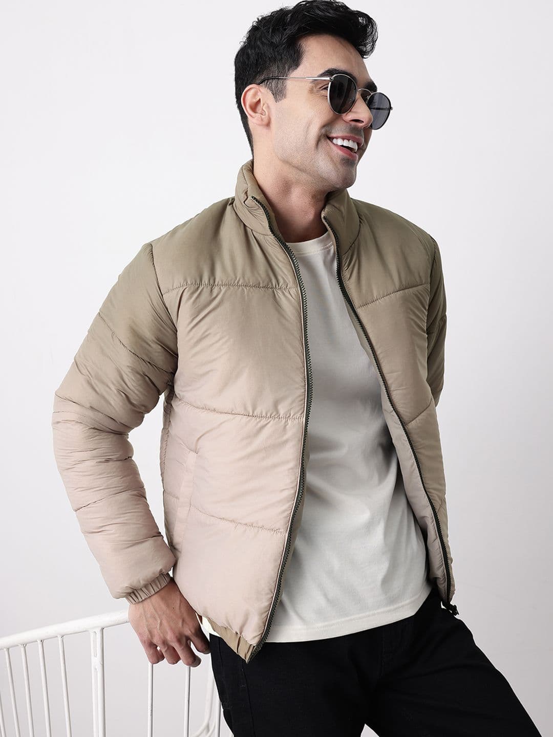 Mast & Harbour Ombre Mock Collar Padded Bomber Jacket - view 1