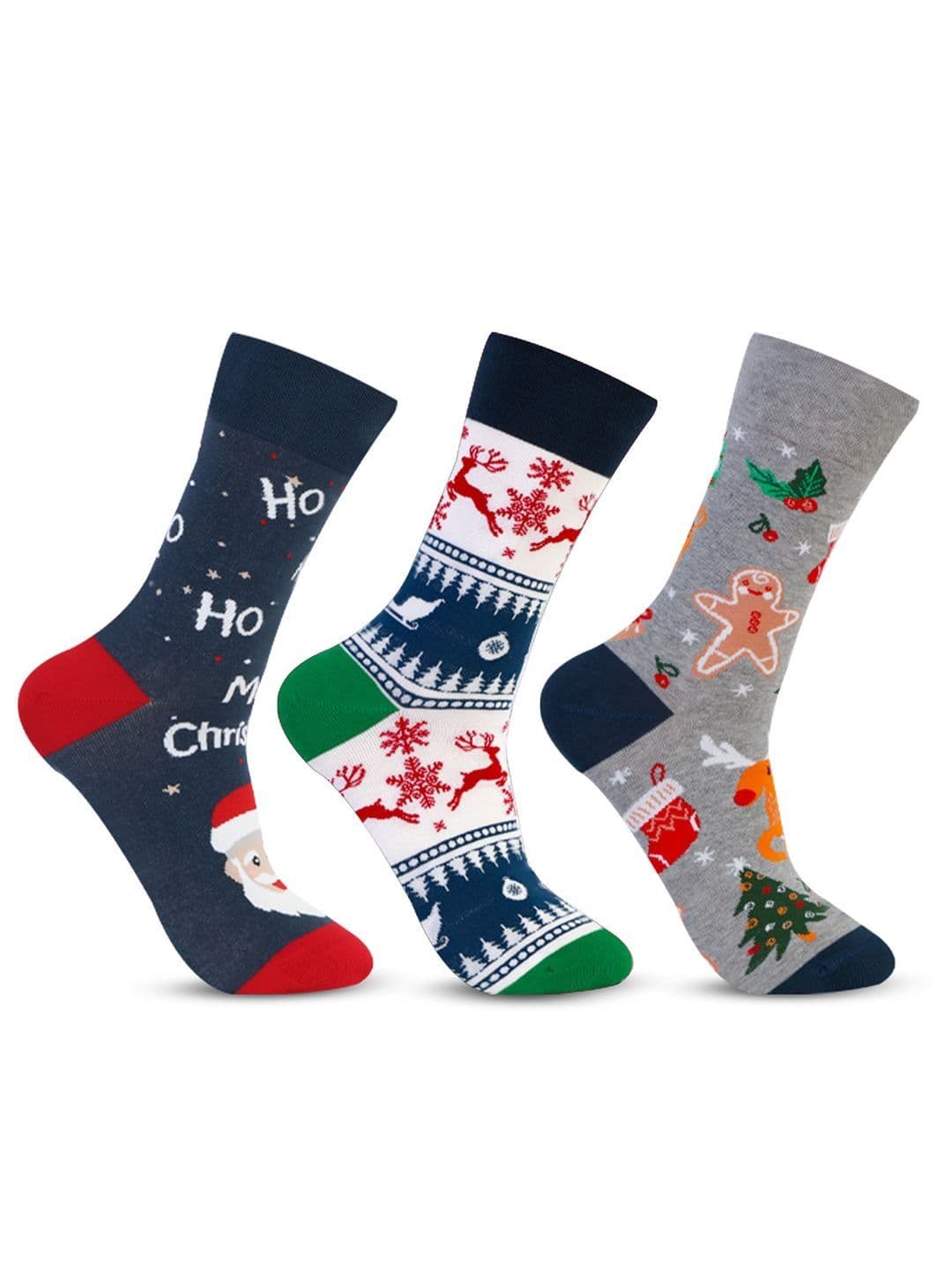 Bonjour Pack Of 3 Printed Cotton Calf Length Socks - view 1