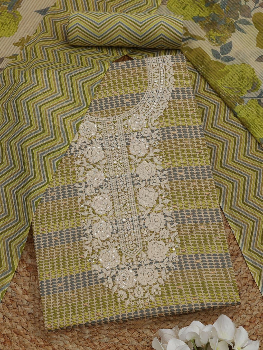 Soch Embroidered Pure Cotton Unstitched Dress Material - view 1