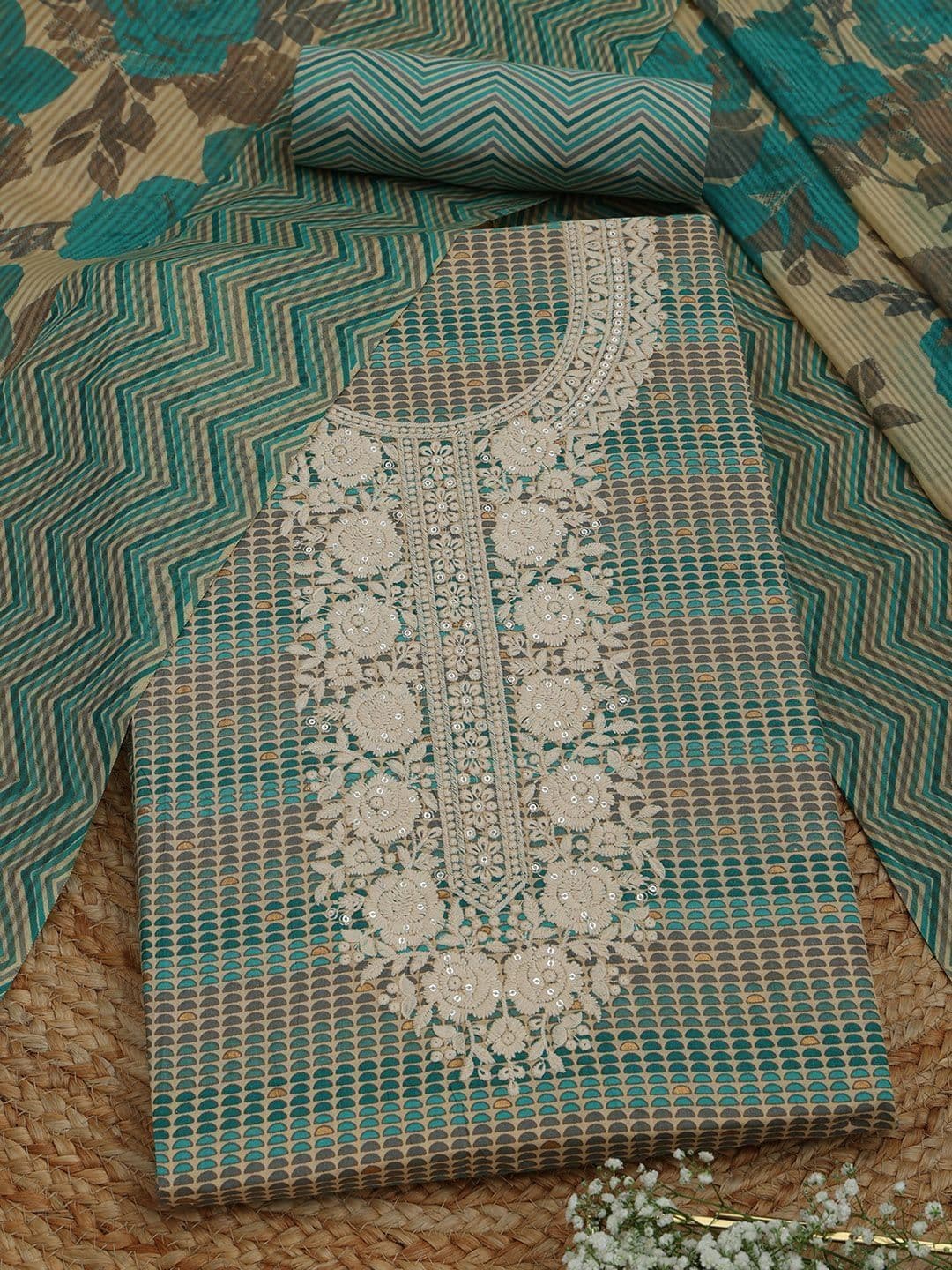 Soch Embroidered Unstitched Dress Material - view 1