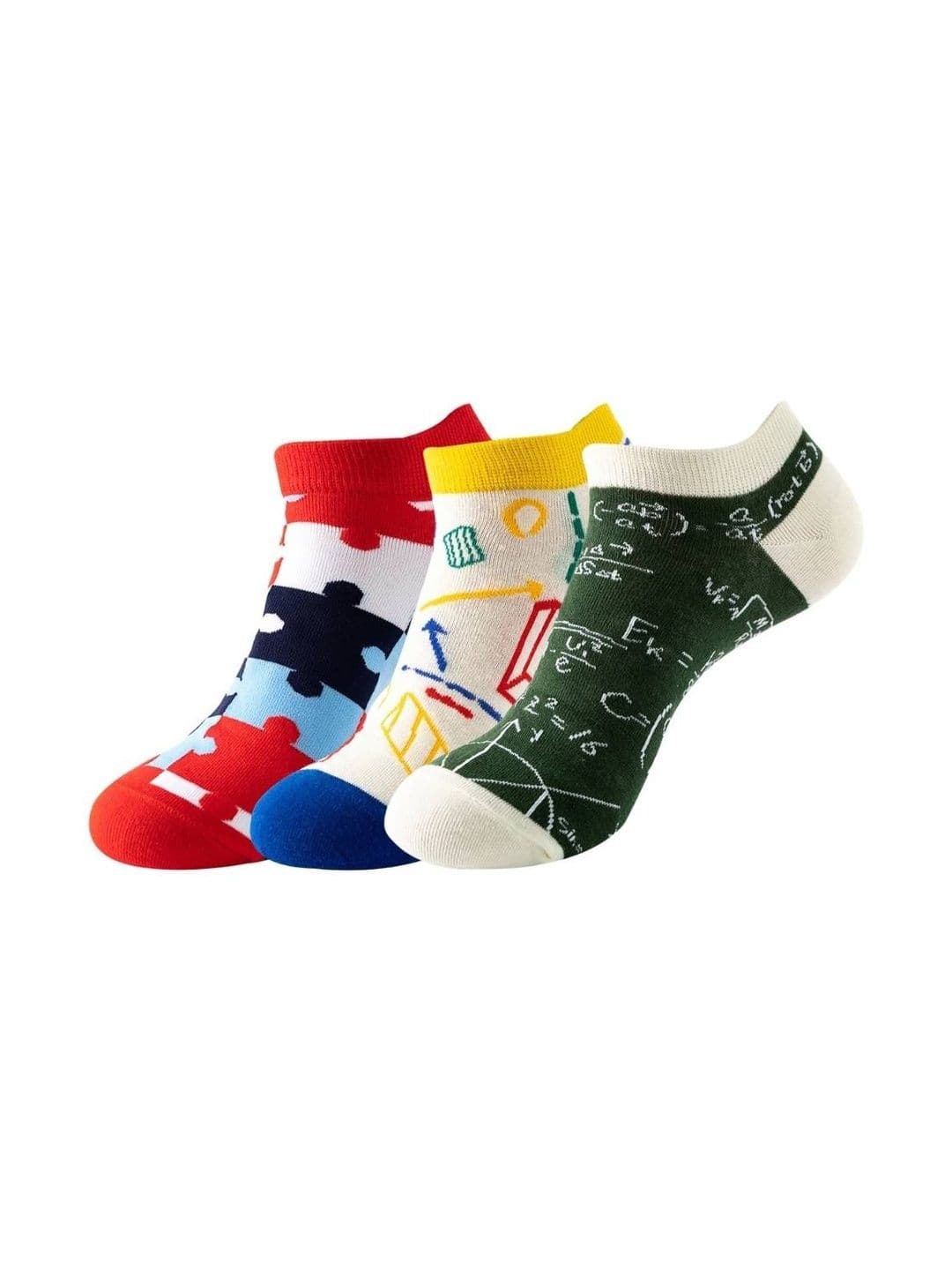The Tie Hub Unisex Pack Of 3 Patterned Cotton Ankle Length Socks - view 1