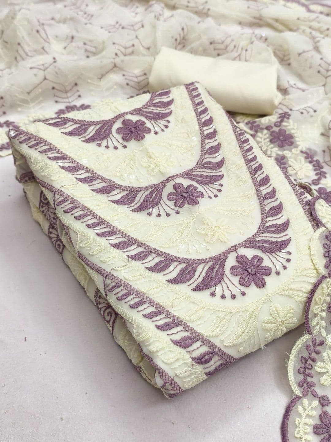 KALINI Embroidered Unstitched Dress Material - view 1