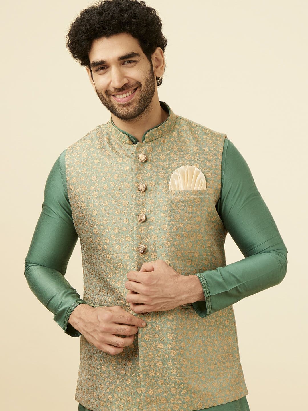 Manyavar Men Woven Nehru Jacket - view 1