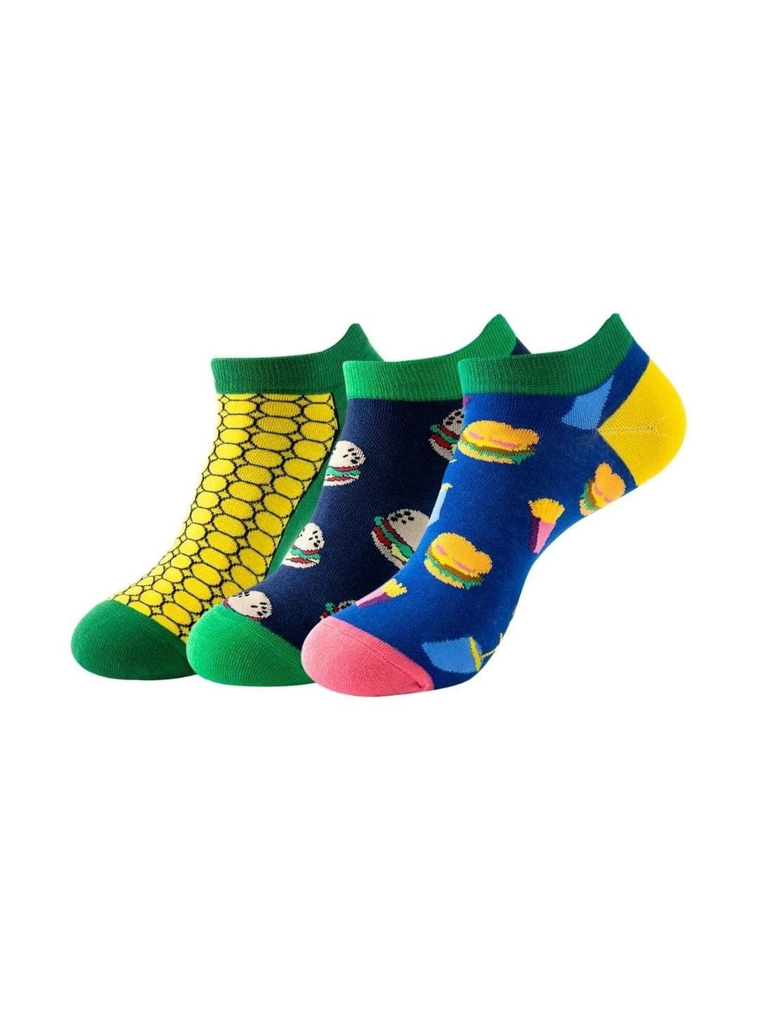 The Tie Hub Unisex Pack of 3 Patterned Pure Cotton Ankle Length Socks - view 1