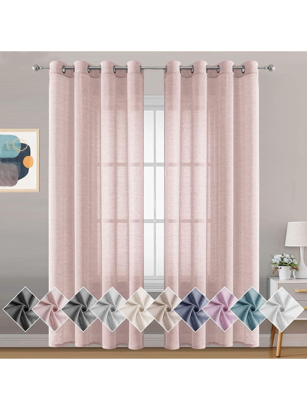 B' Decorlish Pink Sheer Door Curtain - view 1