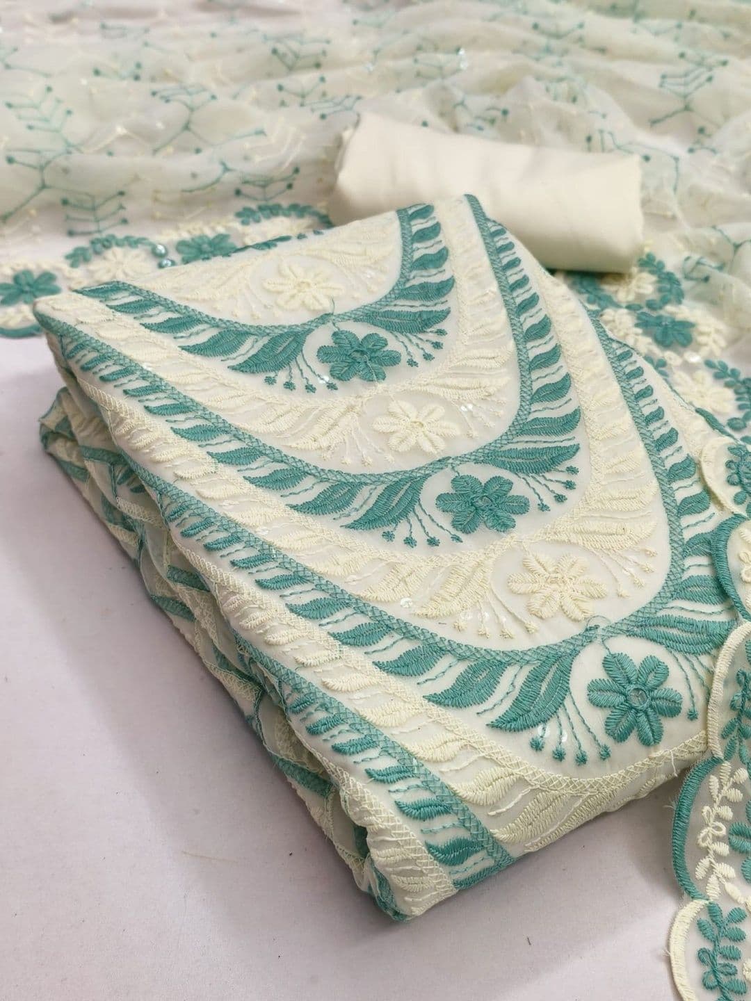 KALINI Embroidered Unstitched Dress Material - view 1