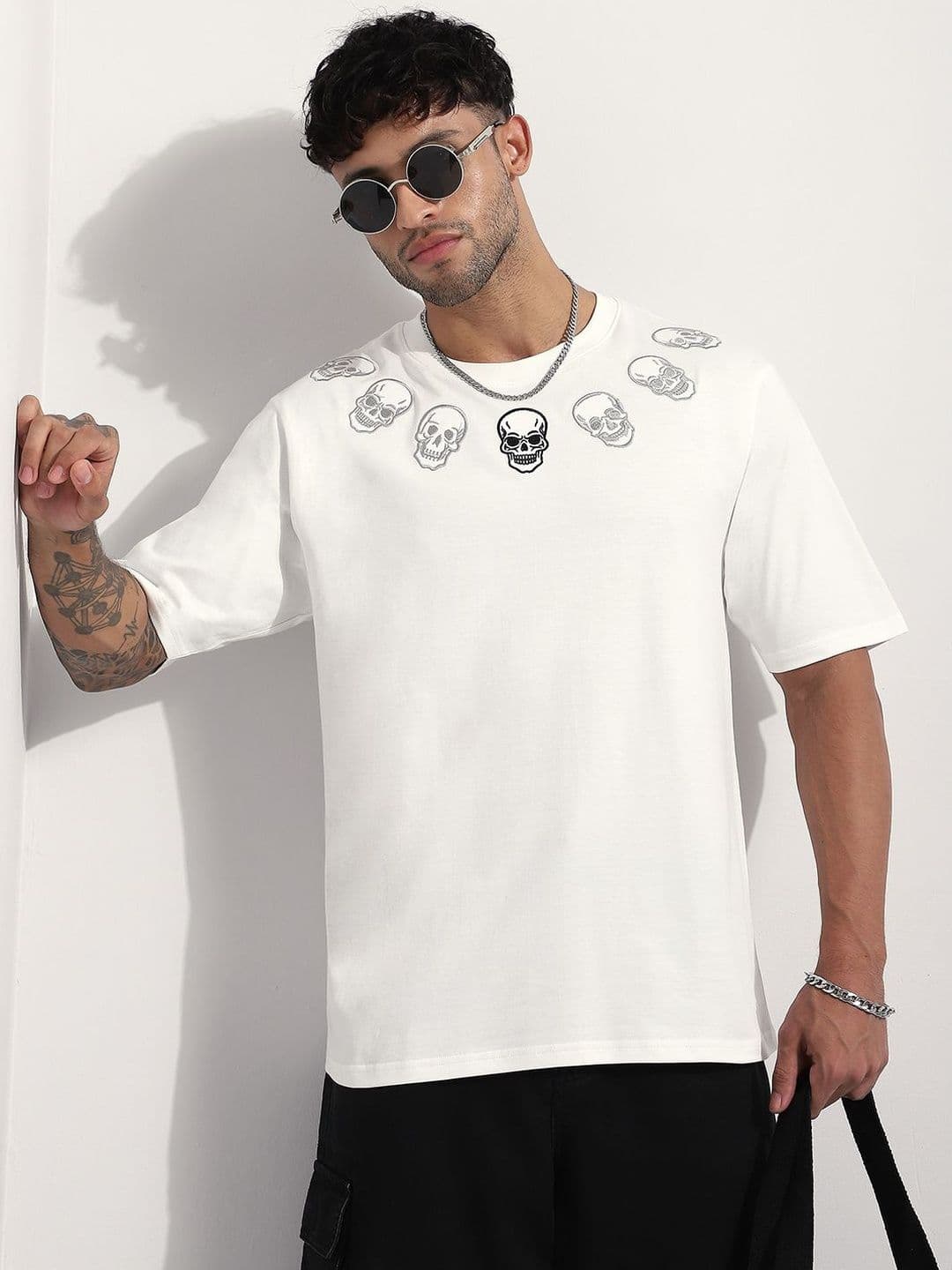 Difference of Opinion Men Embroidered Round Neck Oversized T-shirt - view 1