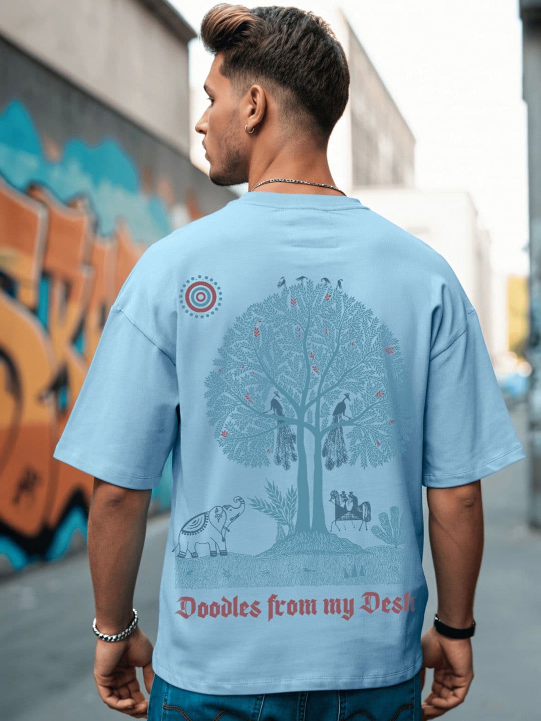Bewakoof Printed Drop-Shoulder Sleeves Oversized Pure Cotton T-shirt - view 1