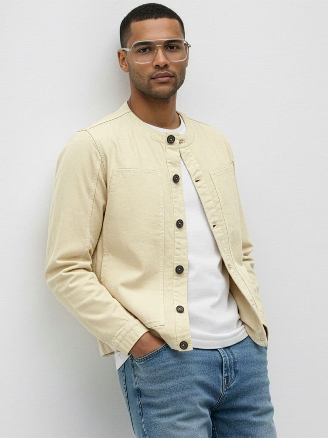 ether Collarless Denim Jacket - view 1