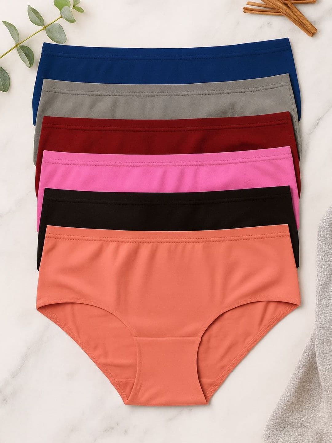FiveFlag Women Pack of 6 Solid Slip Briefs - view 1