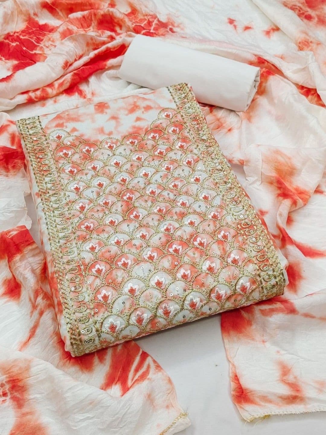 KALINI Embroidered Unstitched Dress Material - view 1