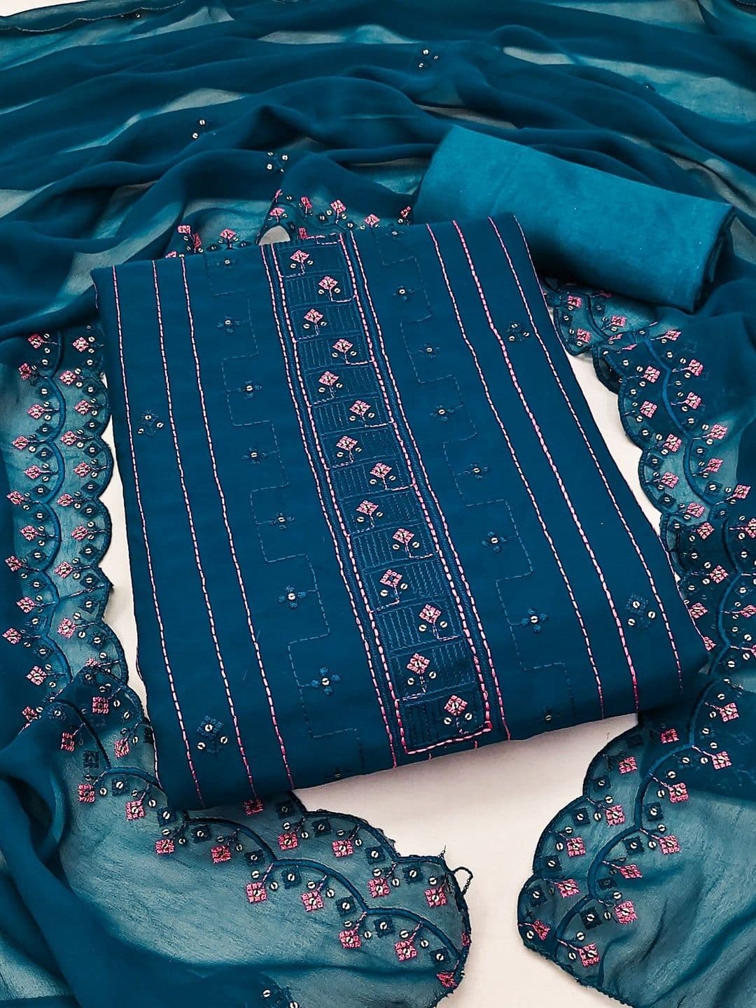 KALINI Embroidered Unstitched Dress Material - view 1
