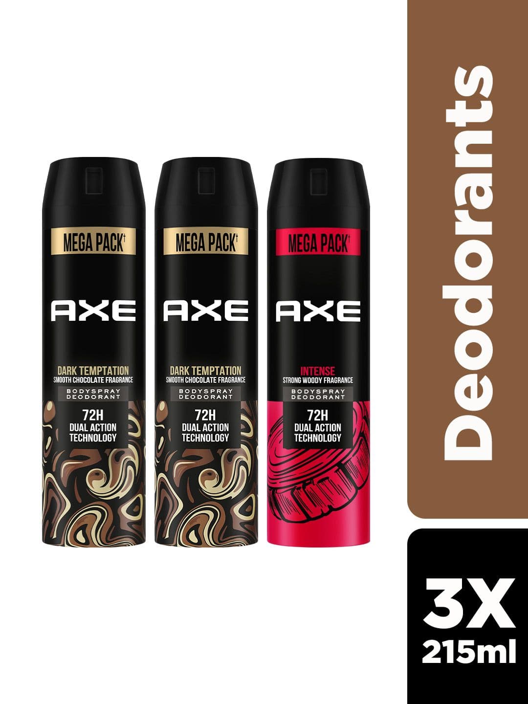 AXE Men Set of 3 Dark Temptation & Intense Deodorant Spray - 215ml each - view 1