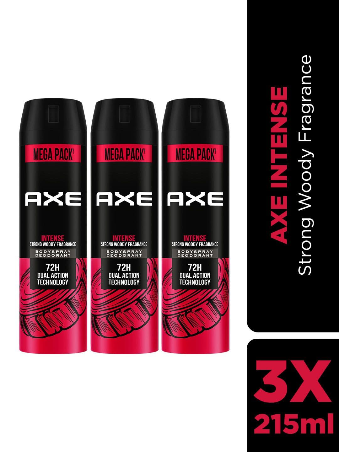 AXE Men Pack Of 3 Intense Long Lasting Body Spray - 215ml Each - view 1