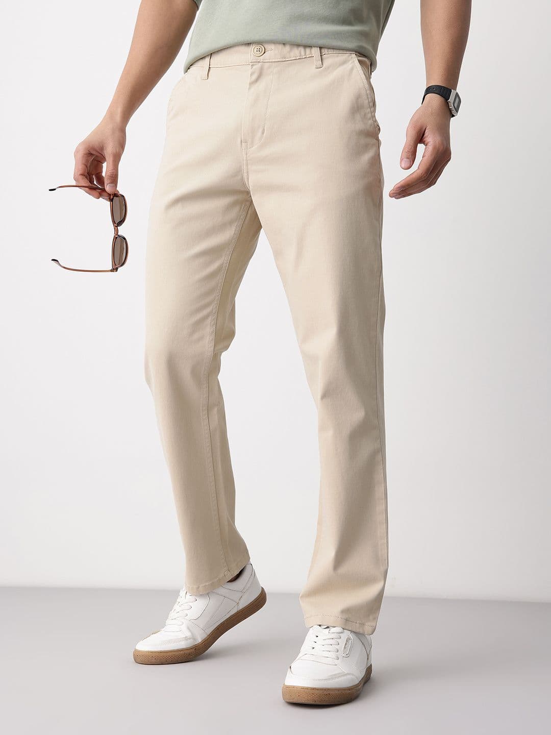 Mast & Harbour Men Flat-Front Casual Trousers - view 1
