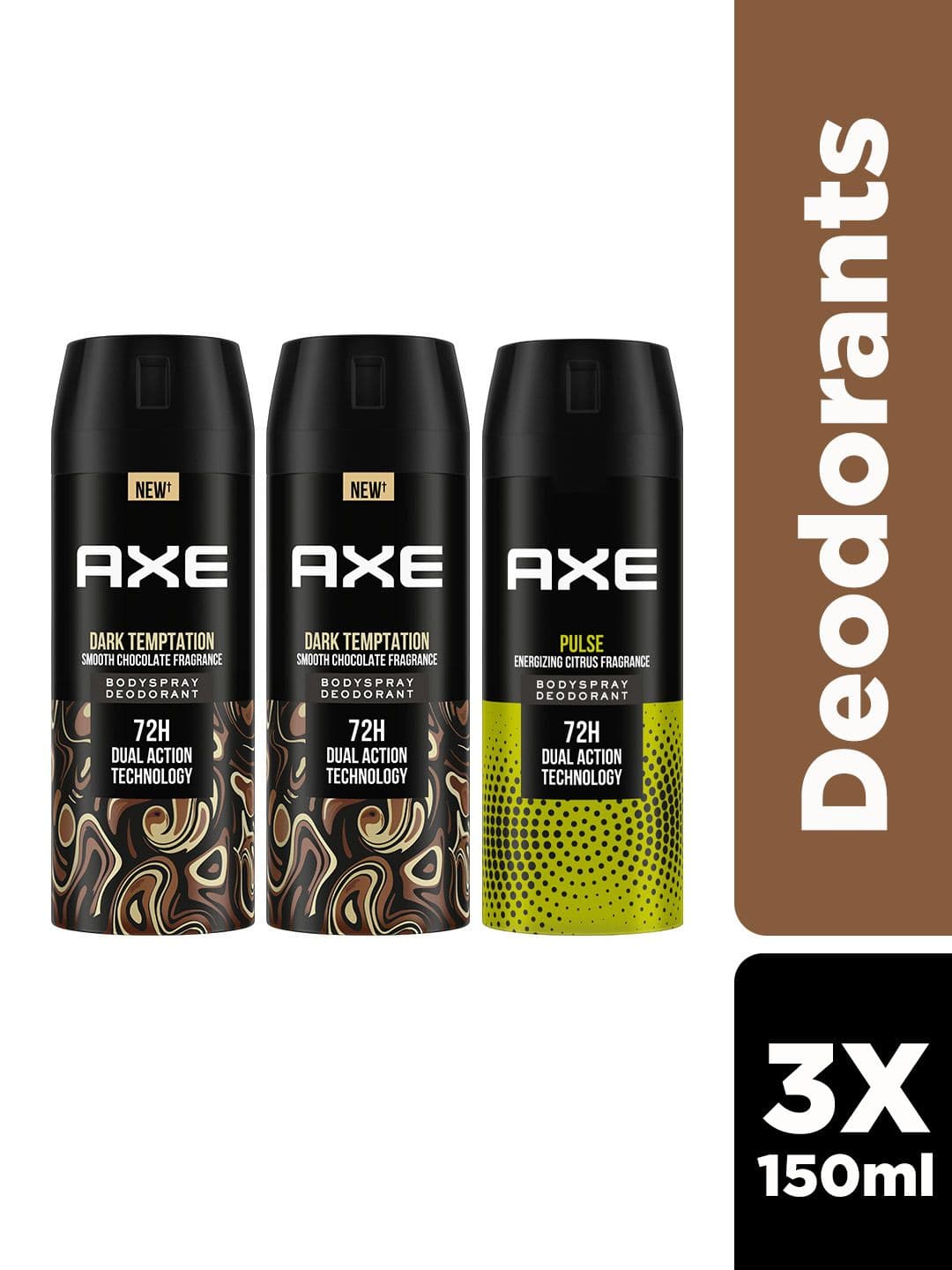 AXE Men Set of 3 Dark Temptation & Pulse Deodorant Spray - 150ml each - view 1