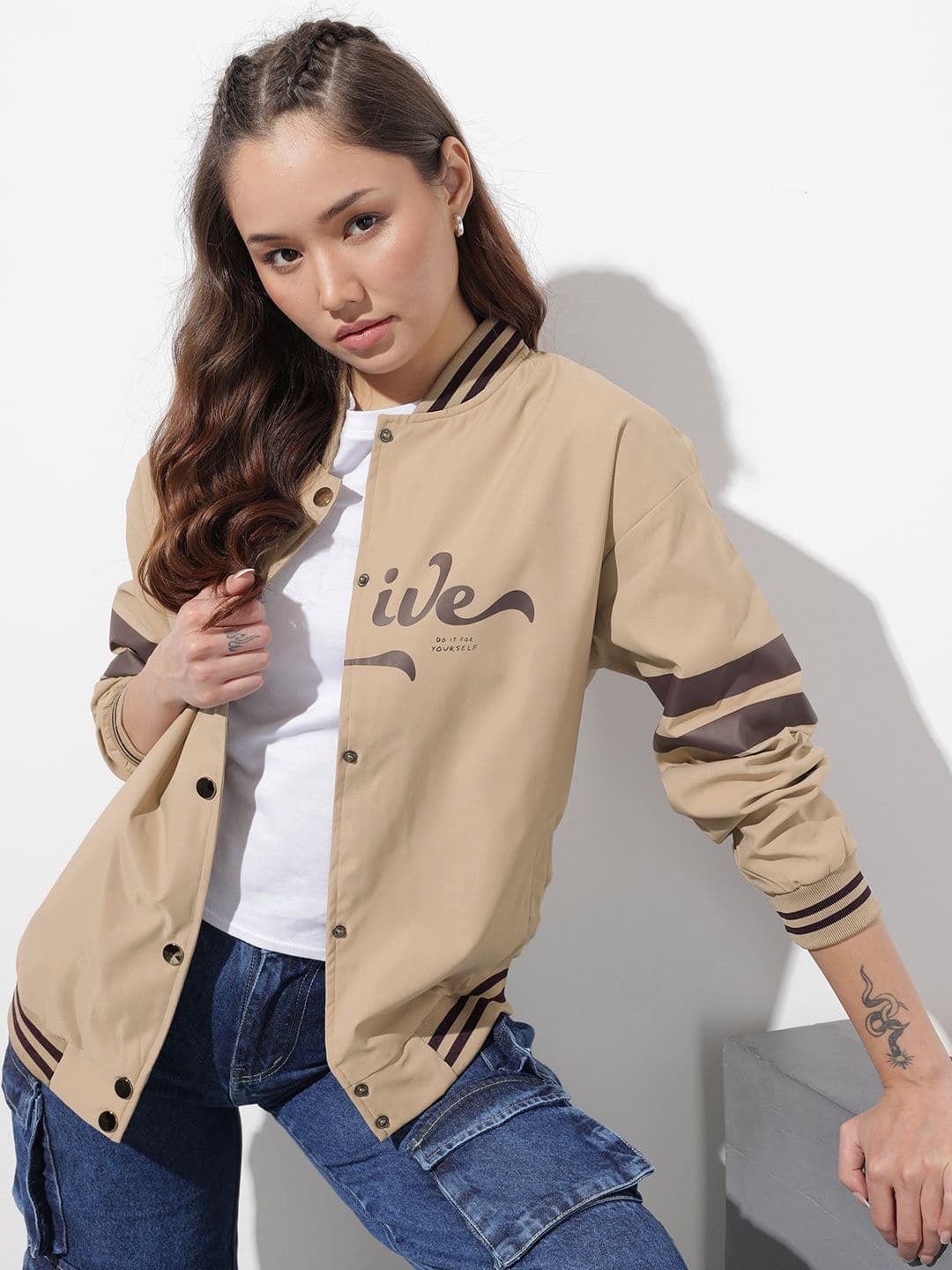 The Roadster Life Co. Typography Printed Varsity Jacket - view 1