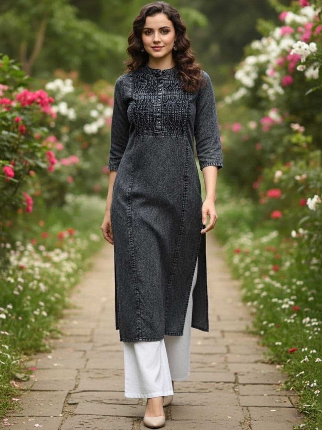 SK Creation Woven Design Kurti - view 1