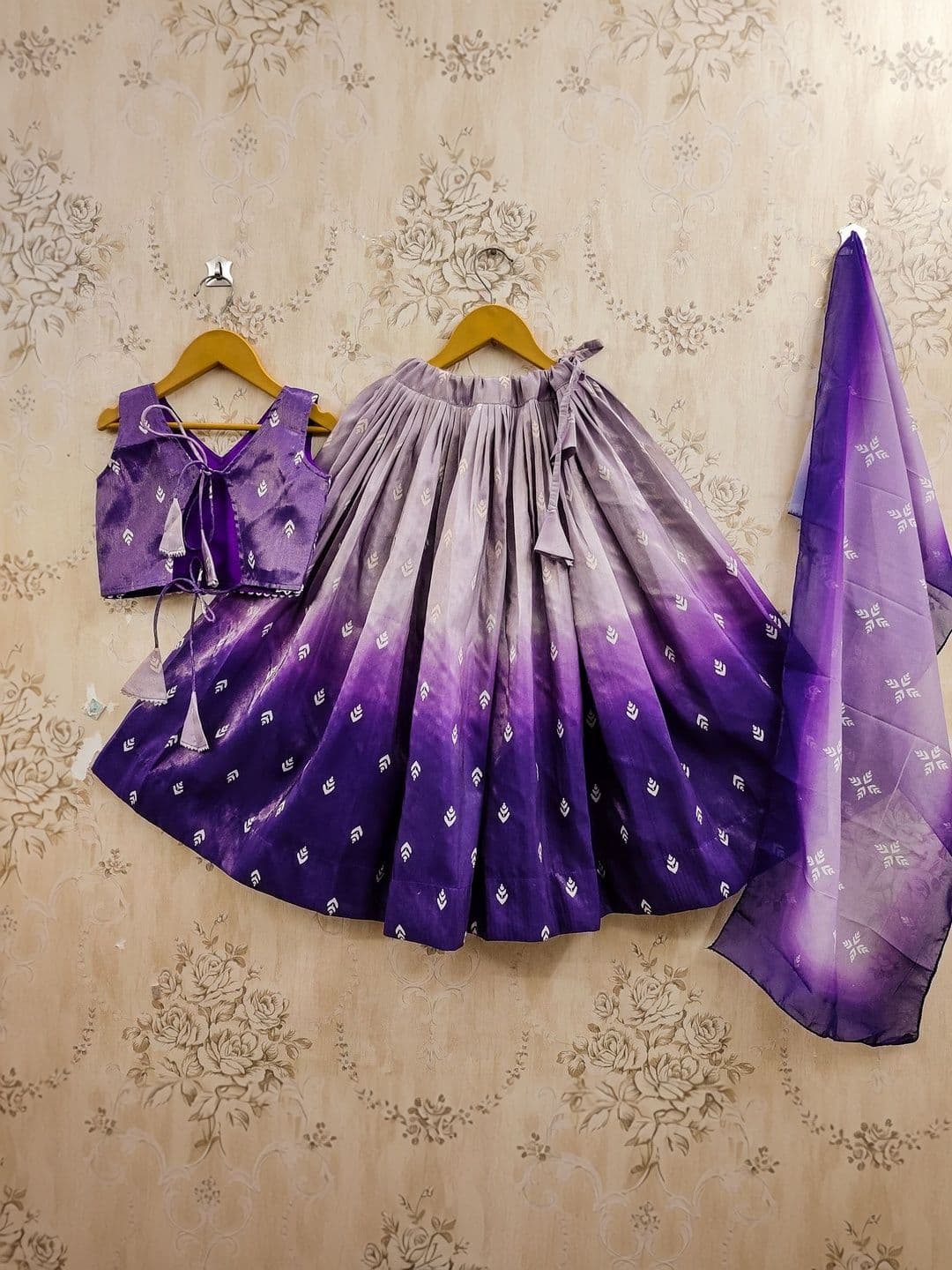 Sangria Girls Ombre Printed Lehenga Choli Set With Dupatta - view 1