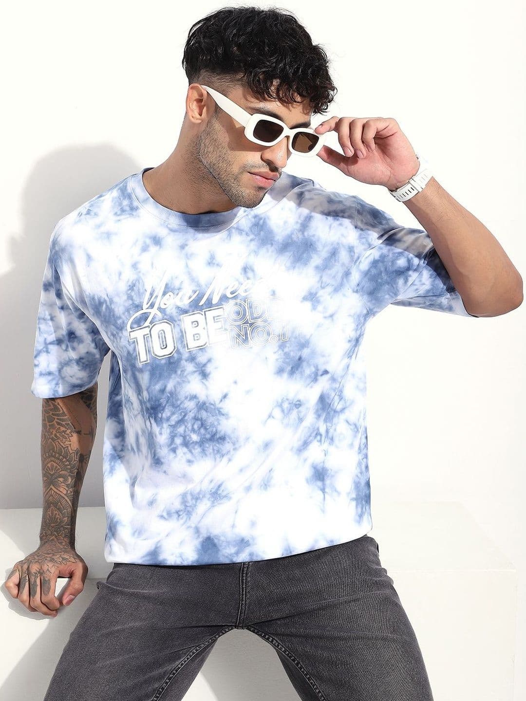 Difference of Opinion Men Tie and Dye Round Neck Oversized T-shirt - view 1