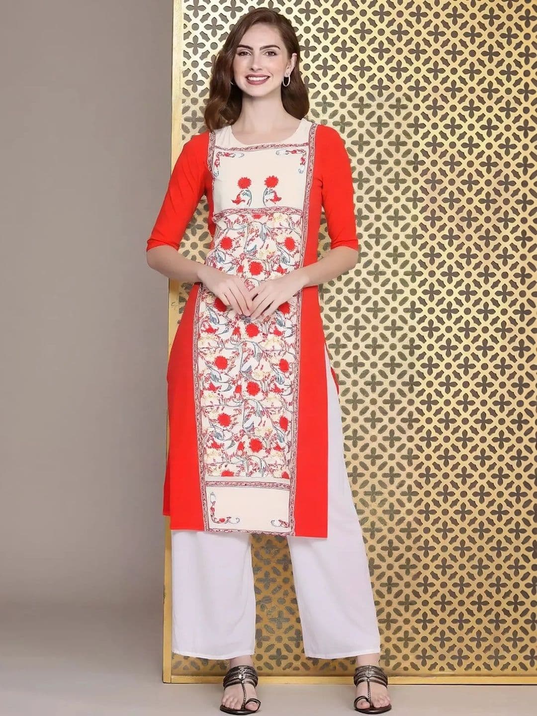 arangya Women Floral Printed Indie Florals Crepe Kurta - view 1