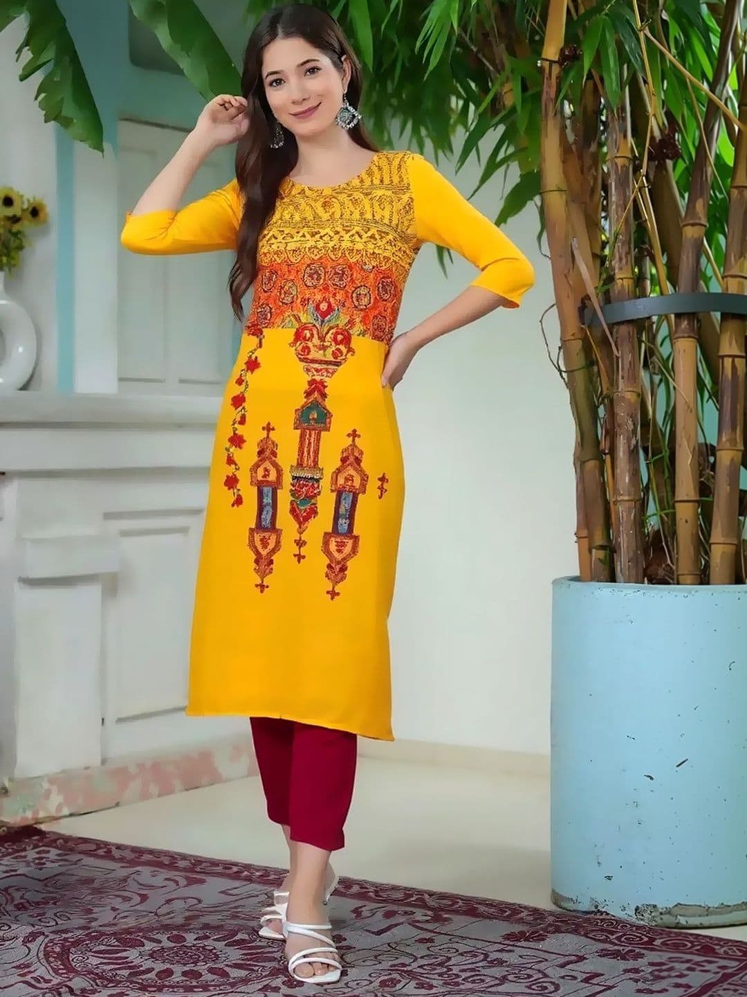 arangya Pack Of 3 Women Ethnic Motifs Printed Indie Prints Crepe Kurta - view 1