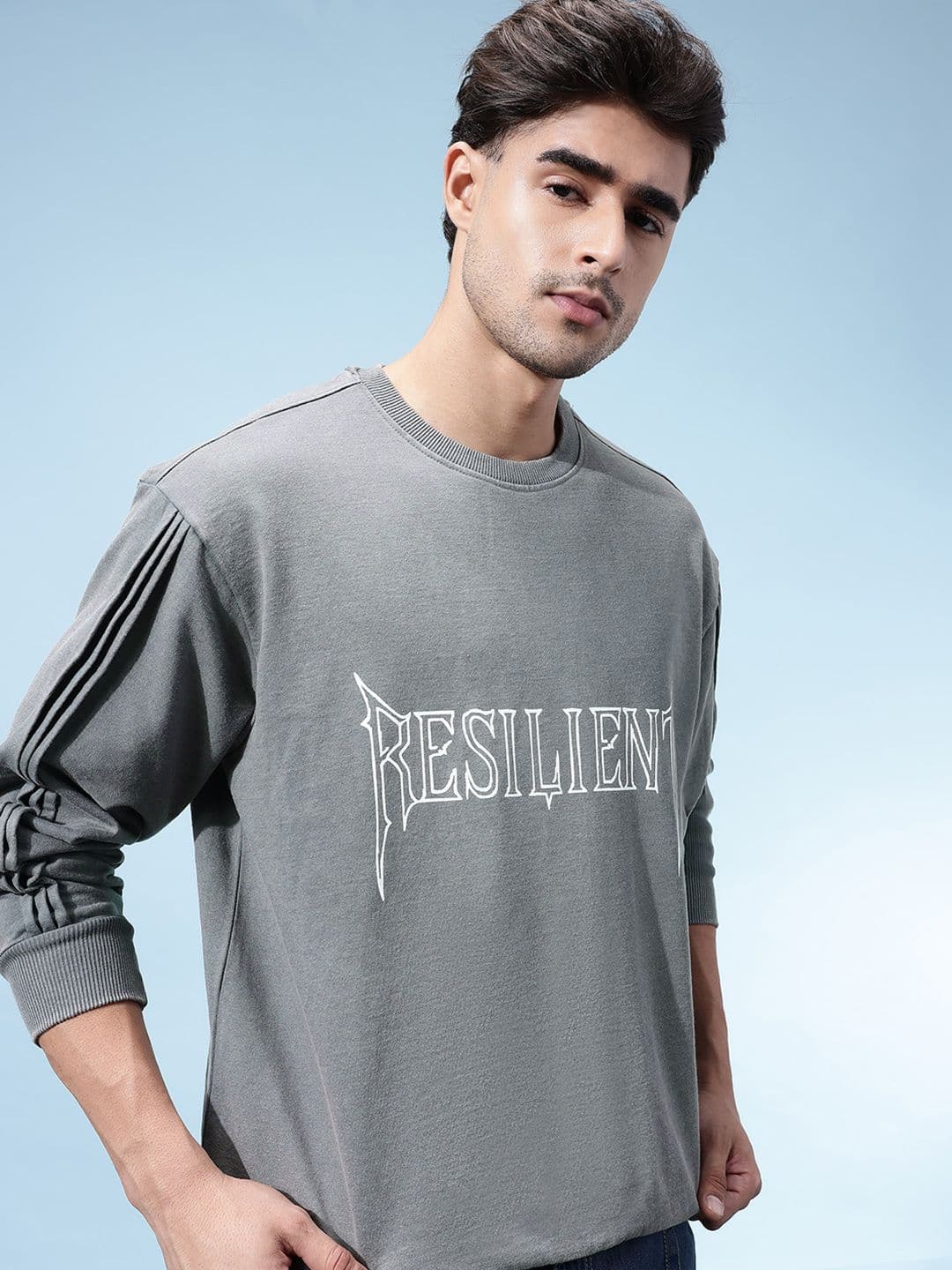 glitchez Typography Printed Pleated Detail Sweatshirt - view 1