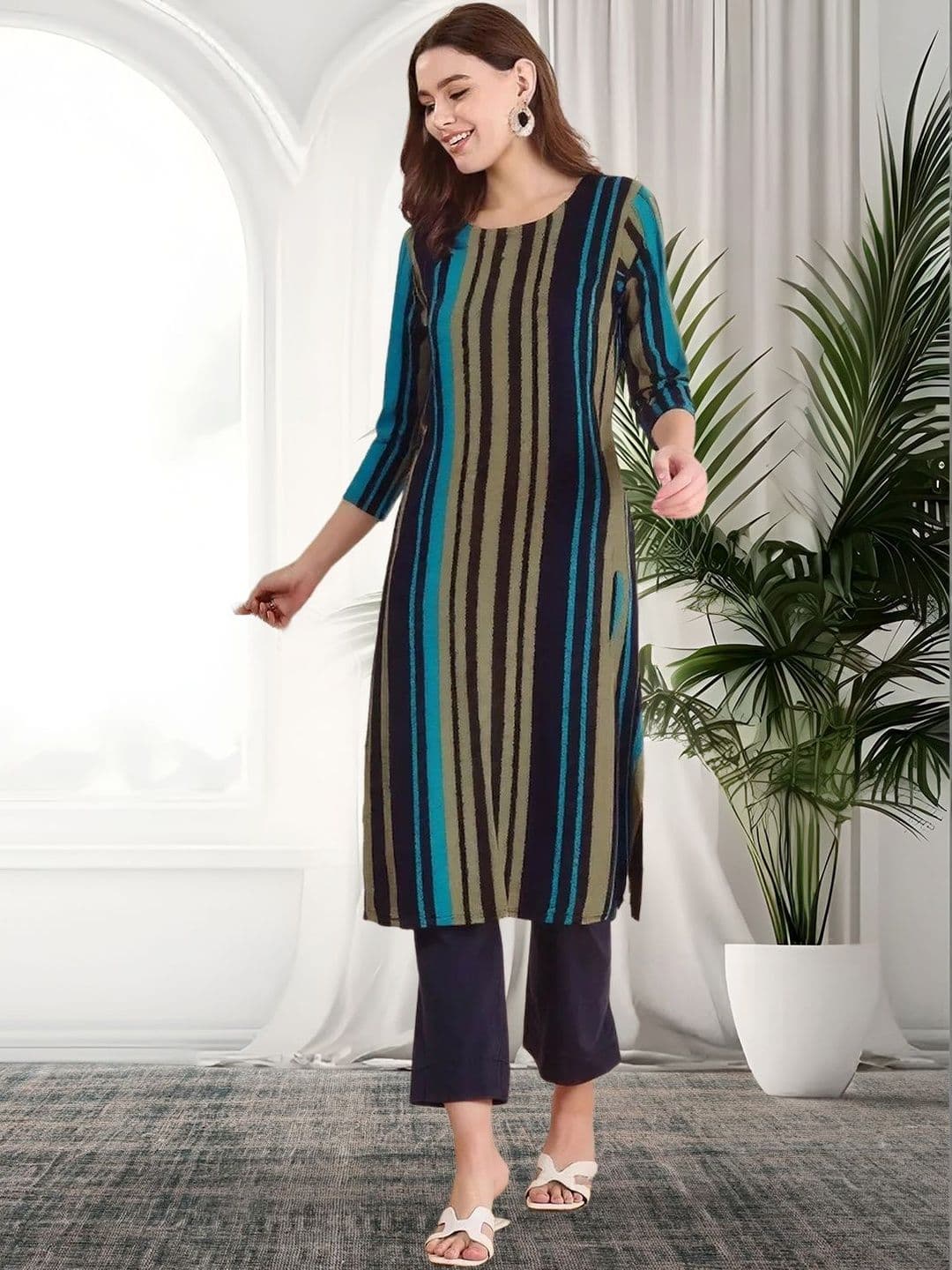 arangya Women Striped Crepe Kurta - view 1