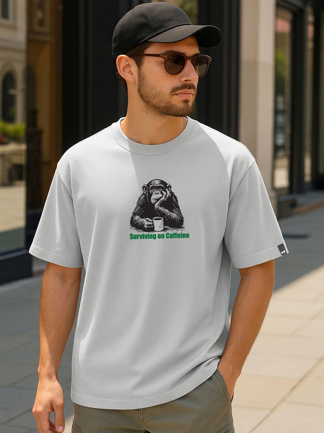 Bewakoof Men Typography Printed Round Neck Cotton Oversized T-shirt - view 1