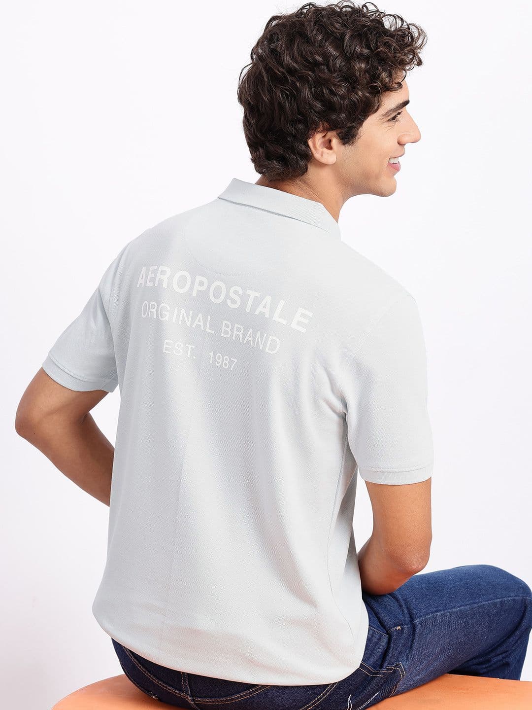 Aeropostale Brand Logo Printed Polo Collar Pure Cotton T-shirt - view 1
