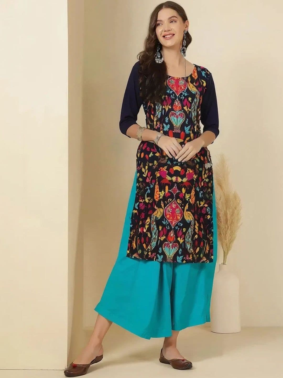 arangya Women Pack Of 3 Ethnic Motifs Printed Indie Prints Crepe Kurta - view 1