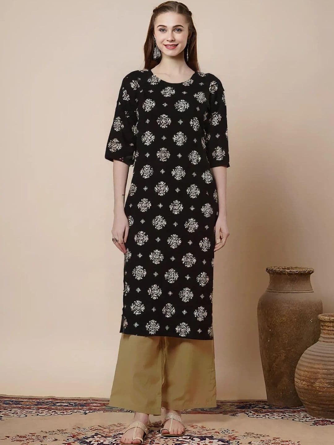 arangya Women Pack Of 2 Ethnic Motifs Printed Indie Prints Crepe Kurta - view 1
