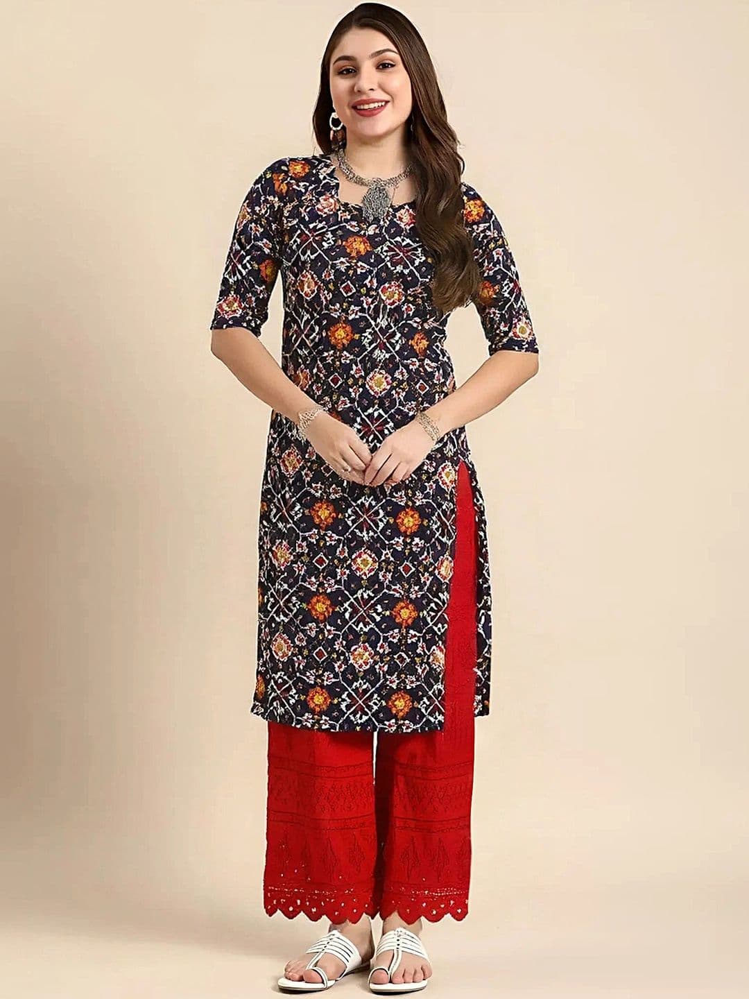 arangya Pack Of 3 Women Ethnic Motifs Printed Indie Prints Crepe Kurta - view 1