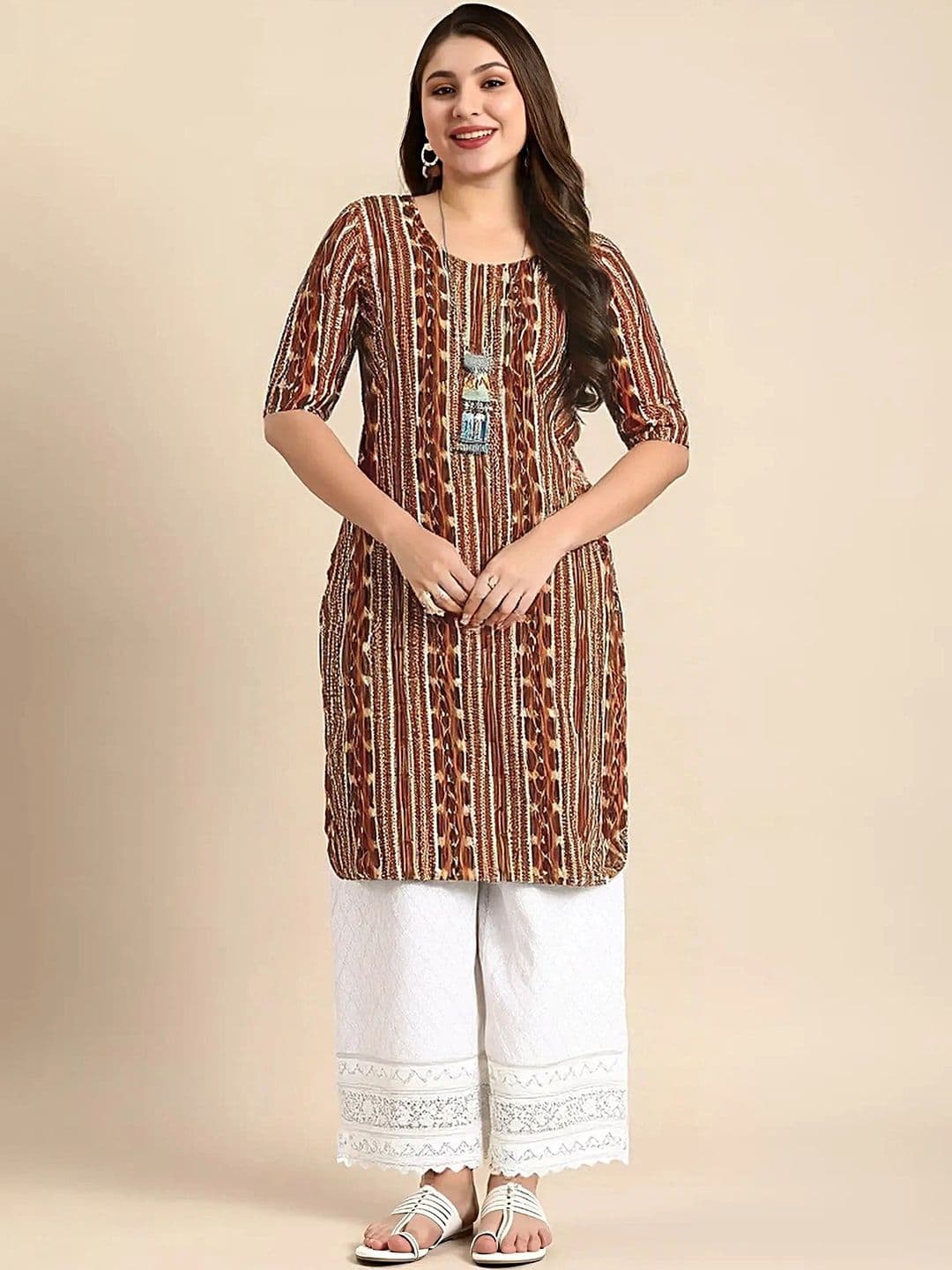 arangya Women Pack Of 3 Ethnic Motifs Printed Indie Prints Crepe Kurta - view 1