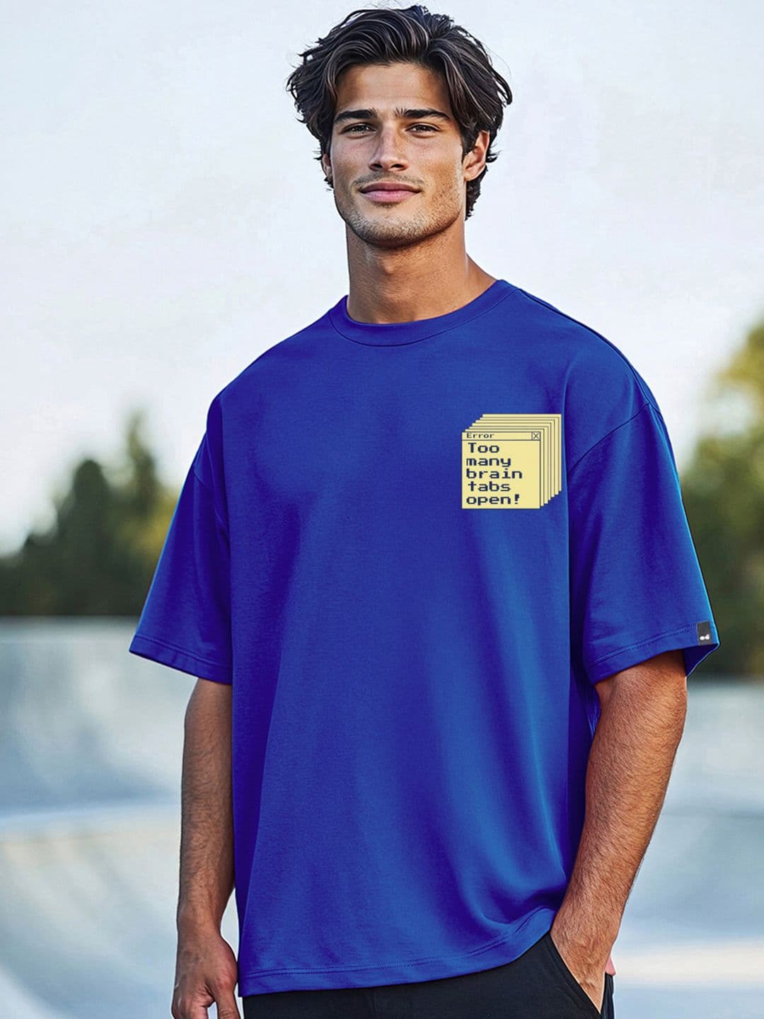 Bewakoof Men Typography Printed Round Neck Cotton Oversized T-shirt - view 1