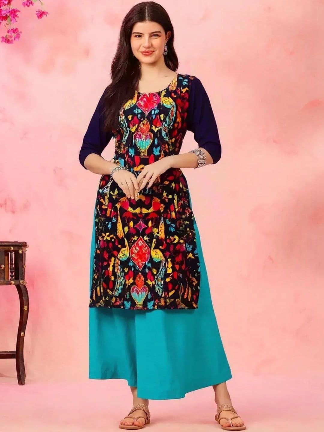 arangya Women Pack Of 3 Ethnic Motifs Printed Indie Prints Crepe Kurta - view 1
