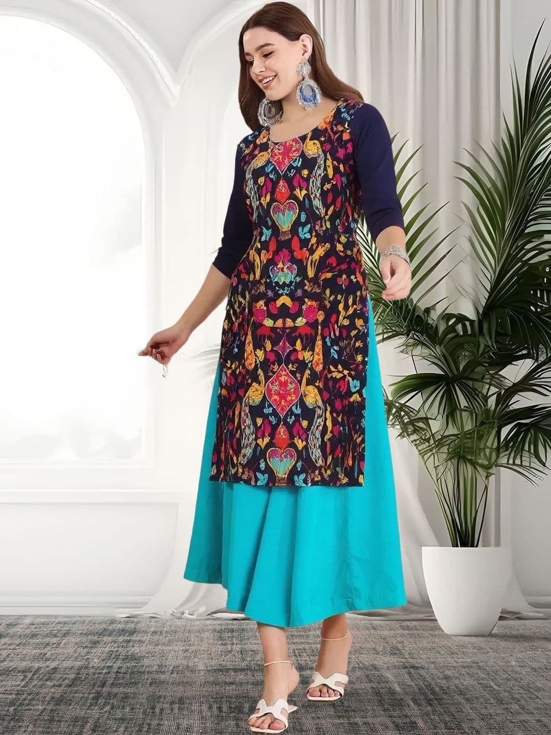 arangya Women Pack Of 3 Ethnic Motifs Printed Indie Prints Crepe Kurta - view 1