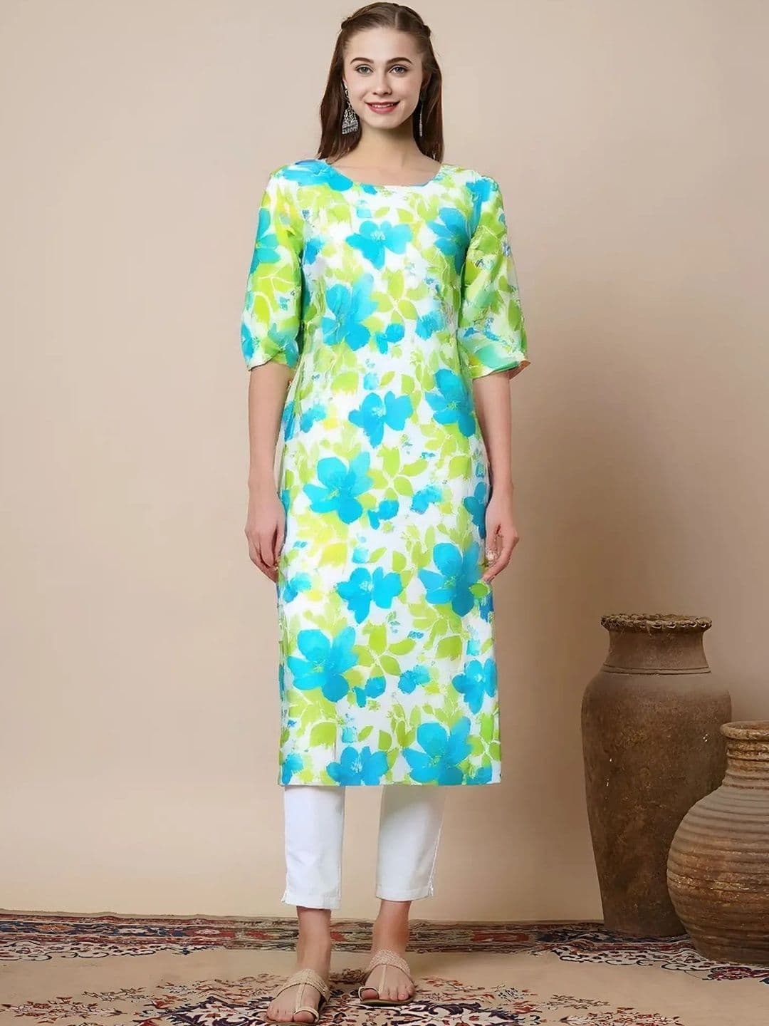 arangya Women Pack Of 2 Floral Printed Indie Florals Crepe Kurta - view 1