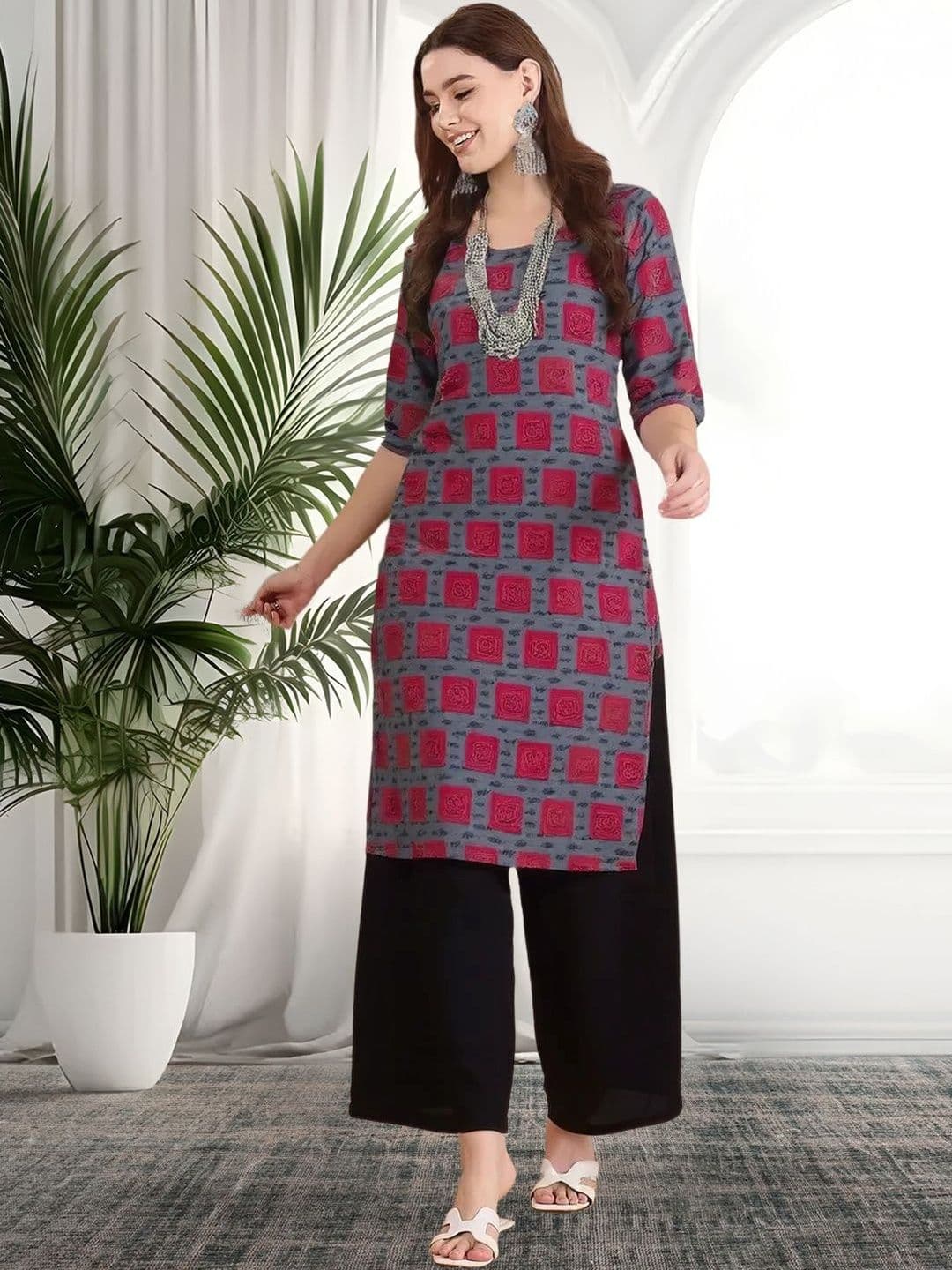 arangya Pack Of 3 Women Geometric Printed Crepe Kurta - view 1
