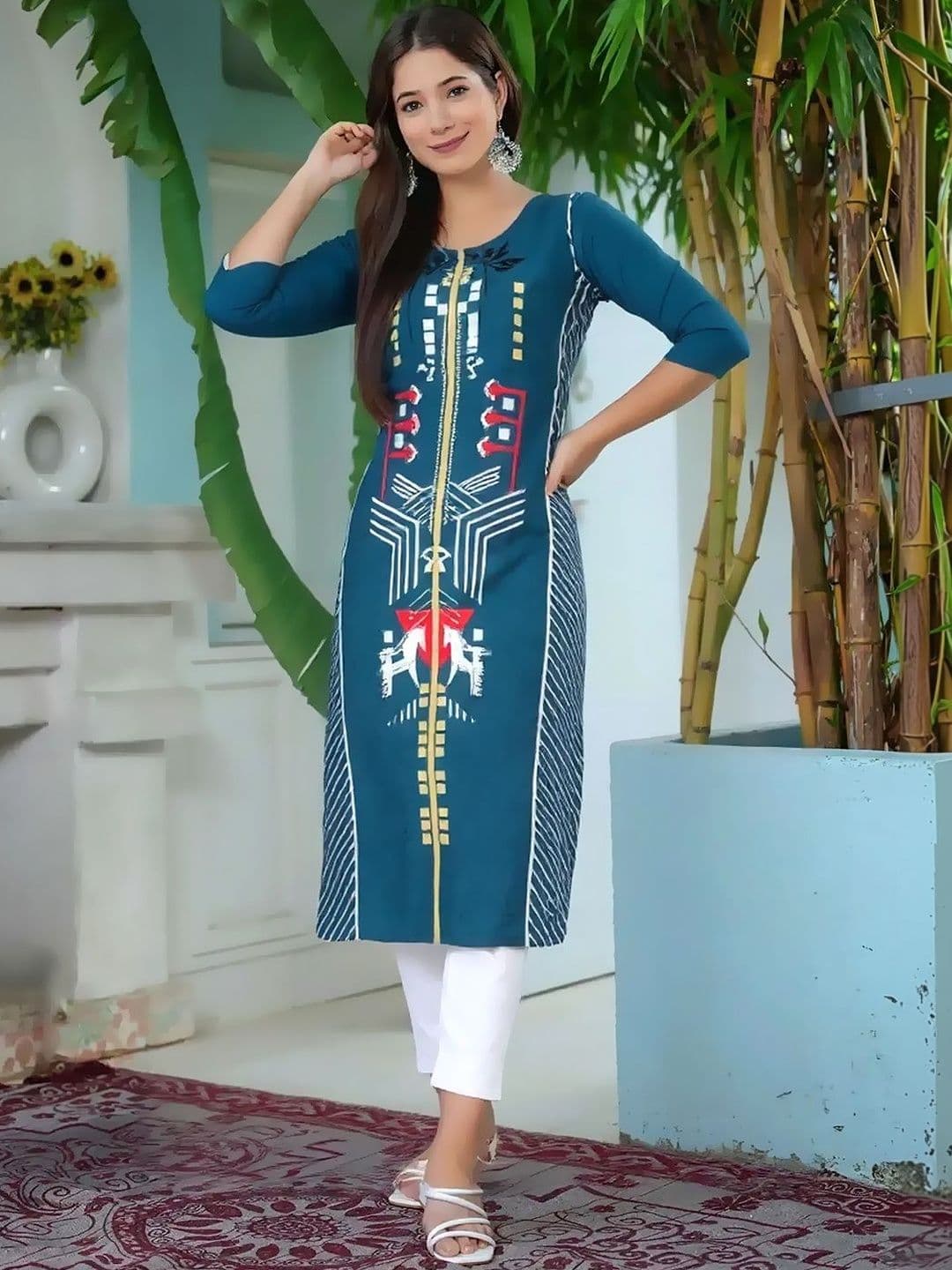 arangya Women Pack of 3 Ethnic Motifs Printed Indie Prints Crepe Kurta - view 1